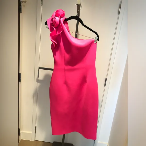 Eliza J Hot Pink One Shoulder Scuba Dress Size 8 - Image 7