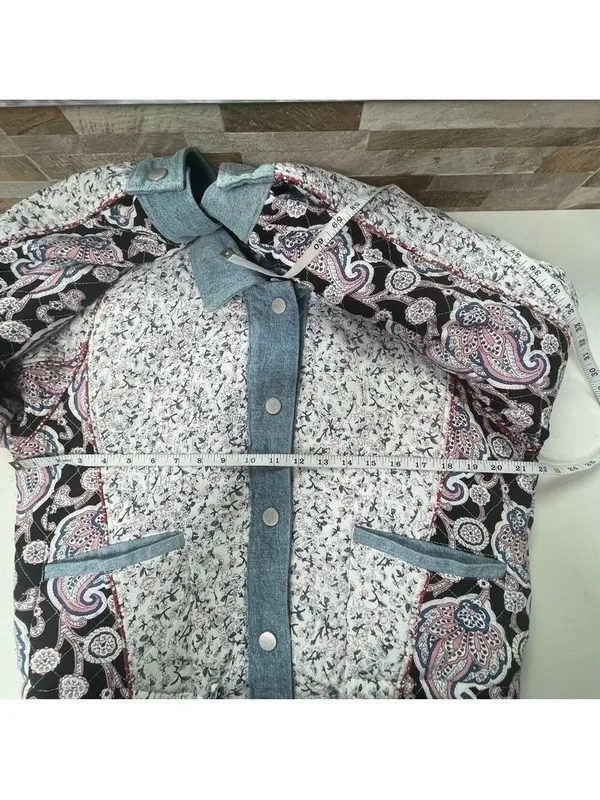 BLANK NYC Anthropologie Reversible Patchwork Denim cotton Jean Jacket XS fits M - Image 17