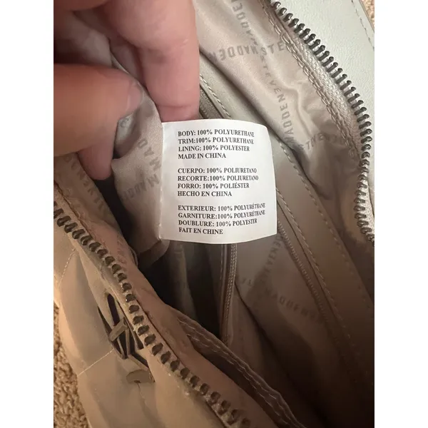 Steve Madden Chalk Quilted Hobo Bag Purse Handbag White Gray Supple 12x10x4 - Image 7