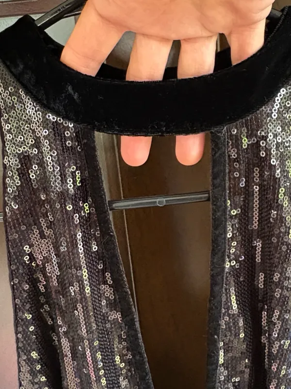 EUC Free People Film Noir Sequined Halter Mini Dress Black Size 4 - Image 11