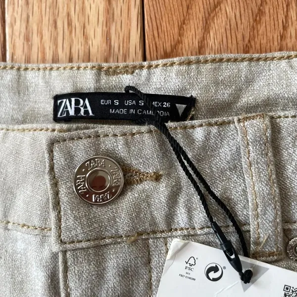 Zara Gray Wide Leg Pants Womens Small Linen Cotton NWT Coastal Minimalist - Image 3