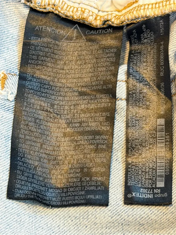 Zara High Rise Wide Leg Jeans Light Wash 100% Cotton Size 29 - Image 5