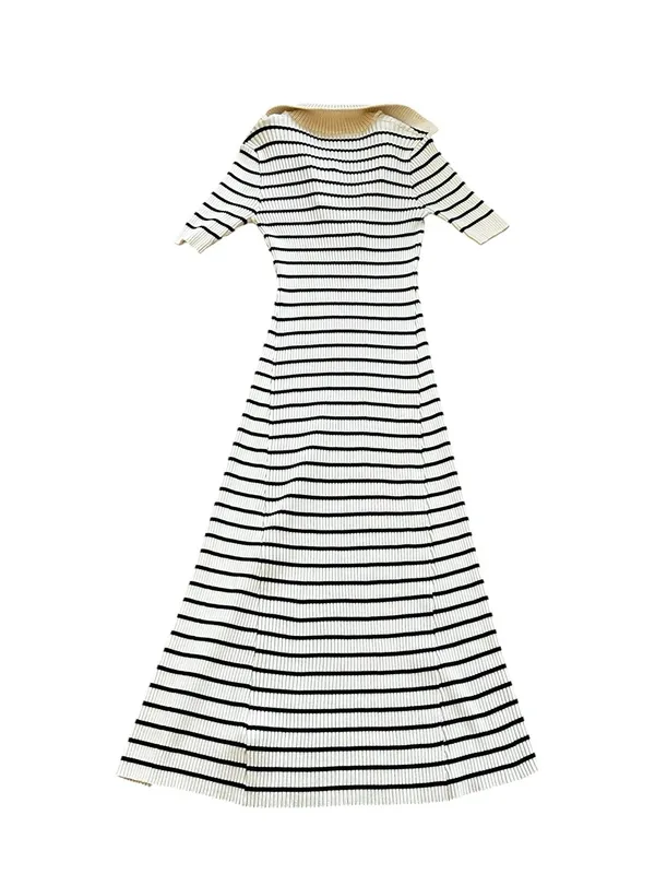 Moon River Ribbed Knit Sweater Midi Dress Nautical Preppy French Girl Chic - Image 5