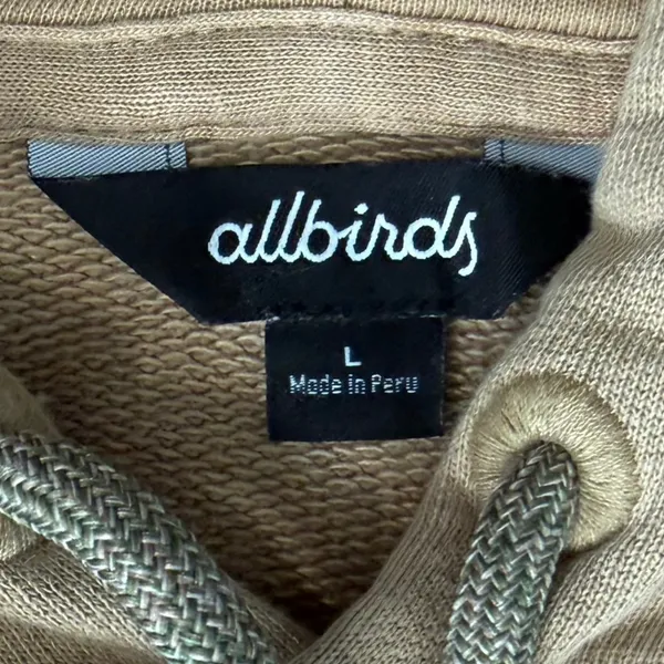 Allbirds Tan Beige Hoodie Organic Cotton Hemp Tencel Sweatshirt Unisex Size L - Image 3