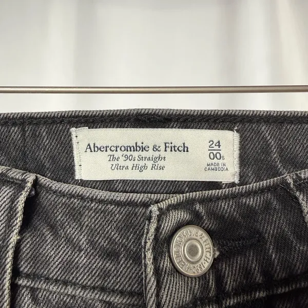 Abercrombie & Fitch‎ The 90's Straight Ultra High Rise Jeans in Black Size 24 00 - Image 2
