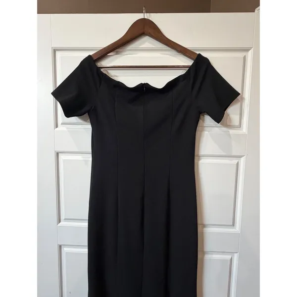 Marina Black Off Shoulder Mermaid Trumpet Gown Short Sleeve Medium Formal - Image 8