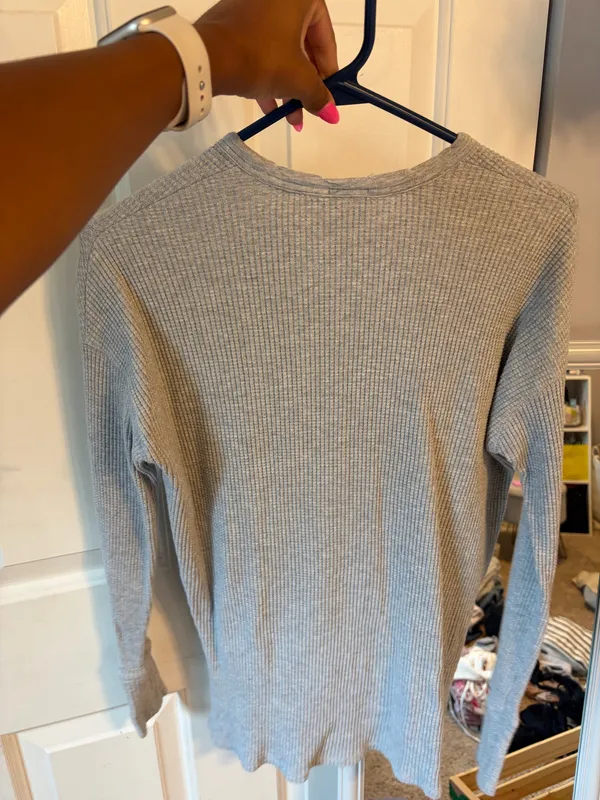 Aerie OFFLINE Gray Waffle Knit Top - Image 2