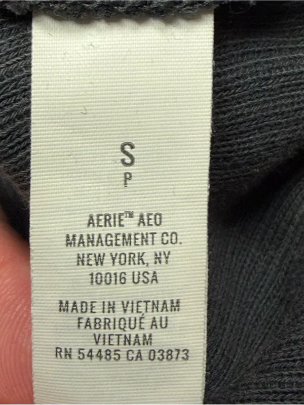 Aerie Charcoal Gray Ribbed Cropped Hoodie Size Small Oversized Pullover - Image 9