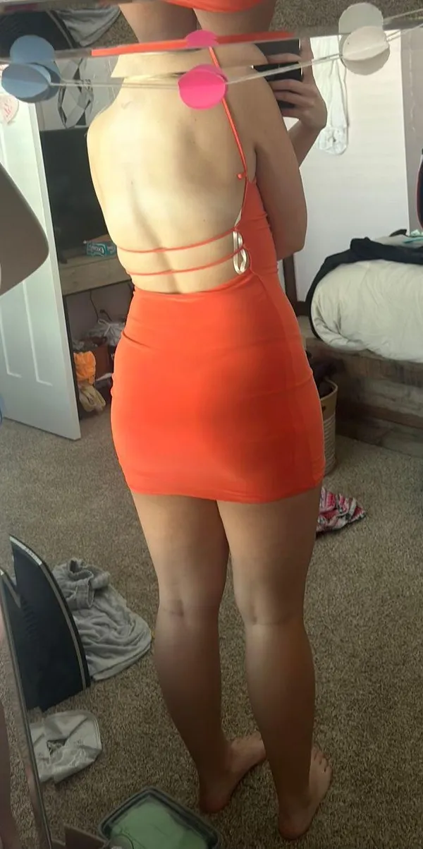 Orange Open back Dress - Image 3