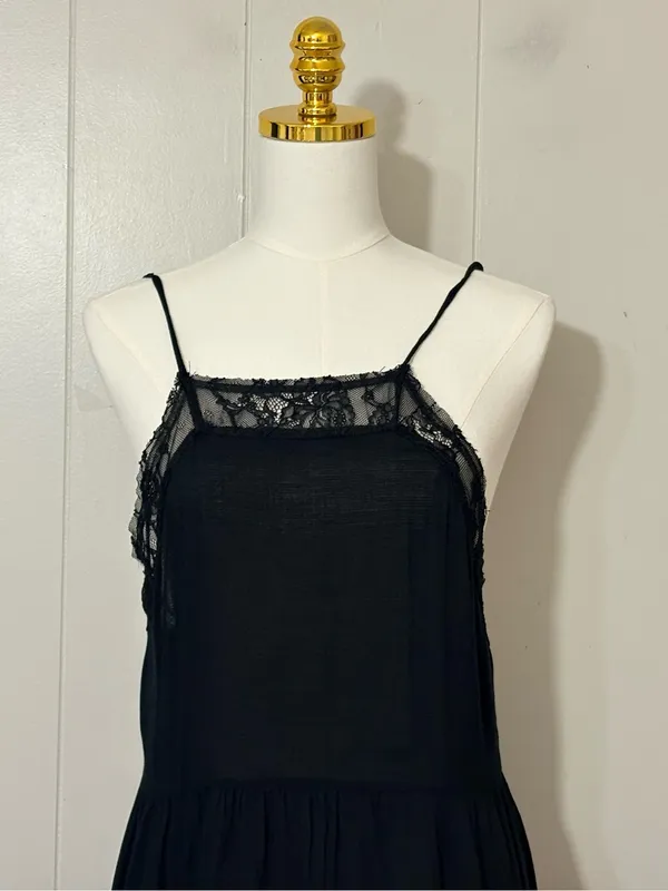 Intimately Free People Black Lace Open Back Slip Mini Dress Size M - Image 3