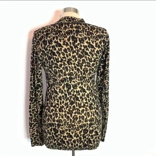 Tory Burch merino wool leopard print v-neck sweater Sz S‎ - Image 3