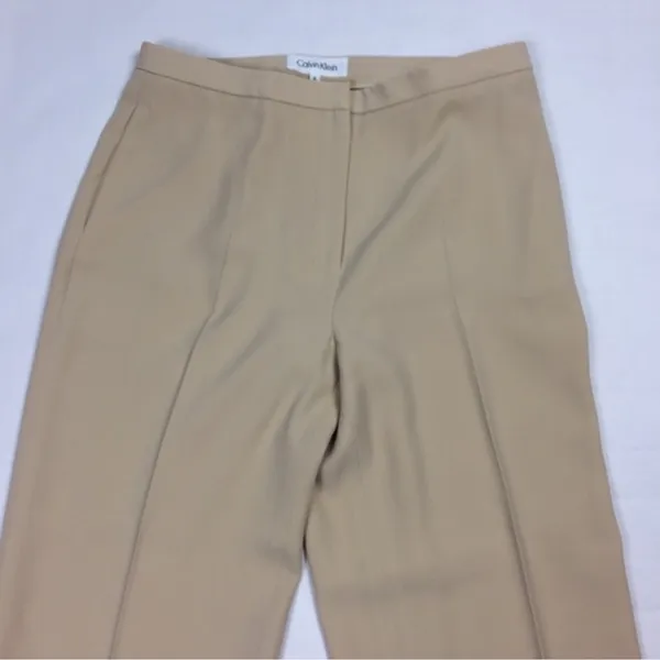 Calvin Klein Tan Straight‎ Leg Dress Pant Contemporary Size 6 - Image 2