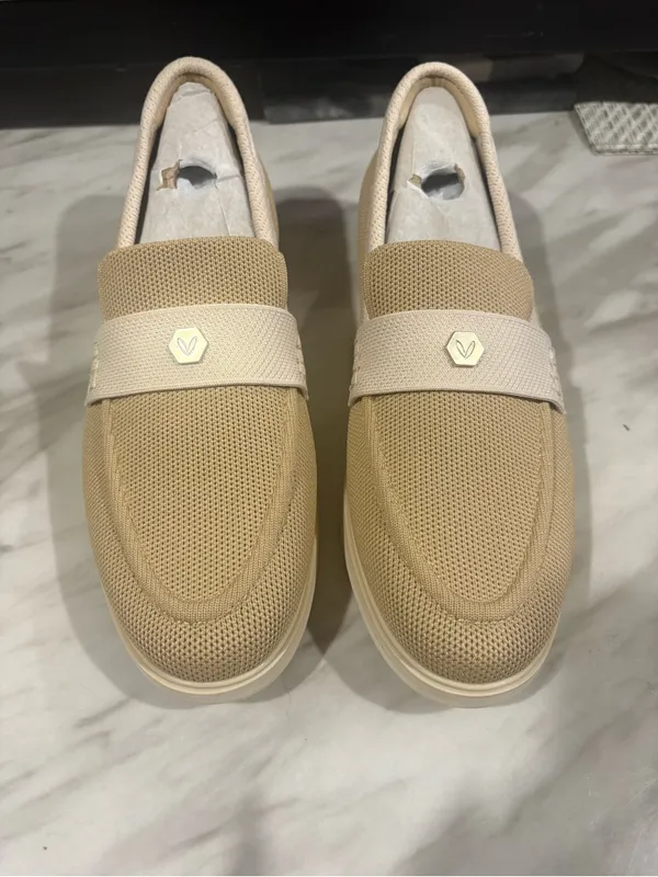 Women's Liana Casual Slip-On Loafers in Beige with Ivory Strap - Image 2