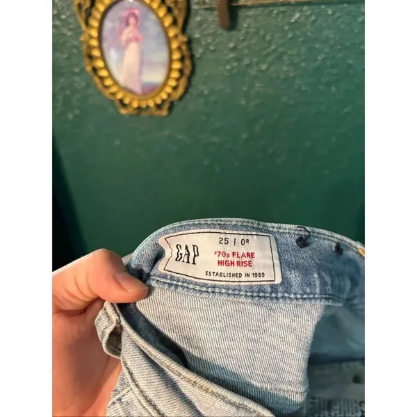 GAP 70s High Rise Flare Jeans Womens 25/0 Light Denim Boho Retro - Image 3