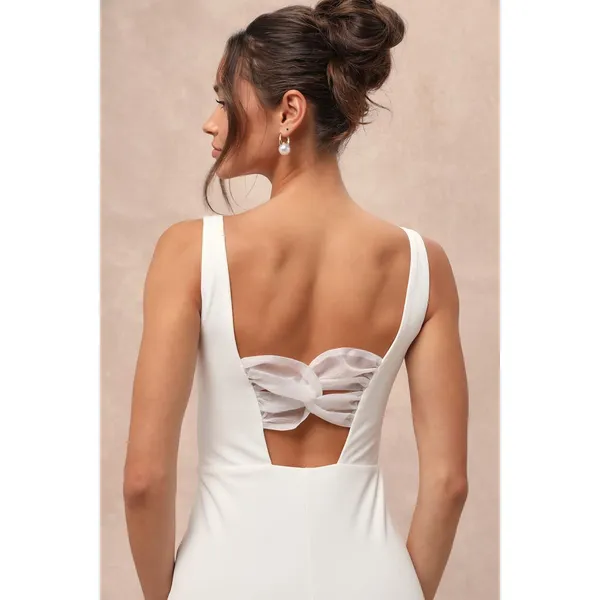NWT Lulus Regal Classic White Sleeveless Twist-Back Maxi Dress Bridal Wedding S - Image 9