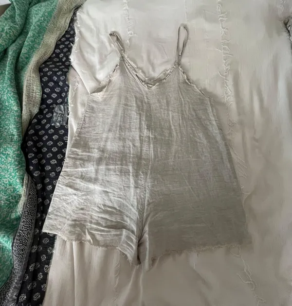 Linen Romper Tan Size M - Image 2