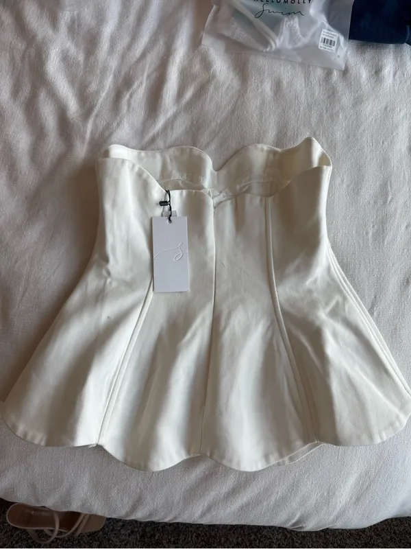 HELLO MOLLY DEWDROP DREAMS STRAPLESS TOP WHITE - M - Image 4