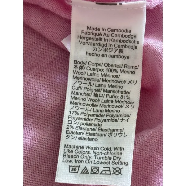 J.‎ Crew Carolyn Fitted Crewneck Sweater Womens Medium Pink Merino Wool Preppy - Image 4