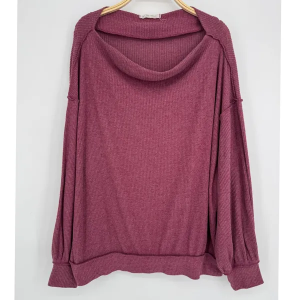 Free People We The Free South Side Thermal Top Size Medium Boho Oversized Ribbed - Image 4