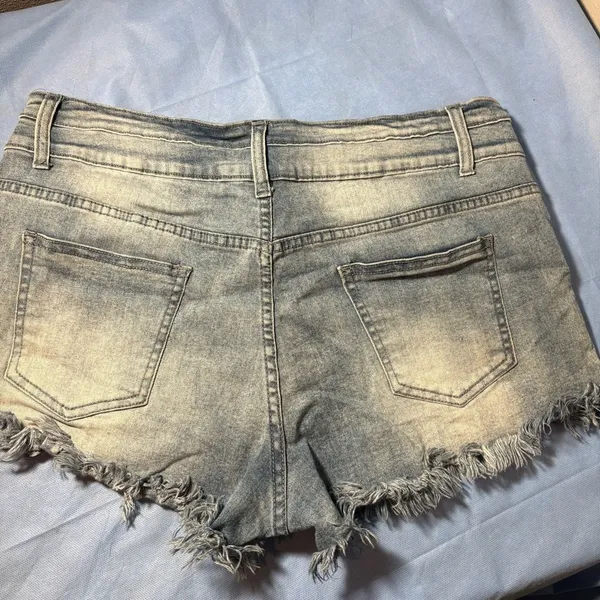 Source Unknown Light Blue Frayed Jean Shorts - Image 7