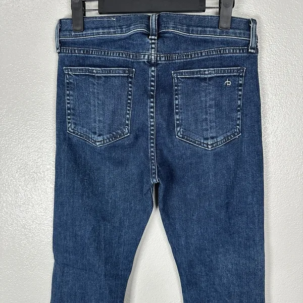 Rag & Bone Womens Jeans Size 27 10 Inch Crop Flare Blue Indigo Embroidered Hem‎ - Image 5