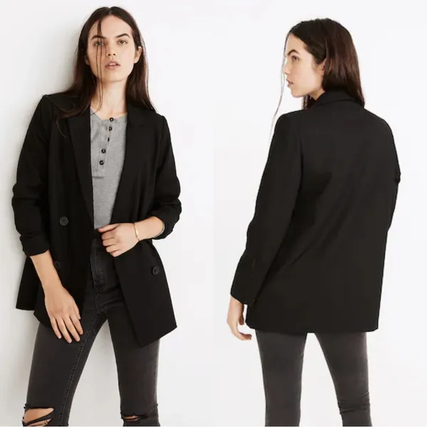 Madewell Caldwell Double-Breasted Blazer Black Small - Image 3