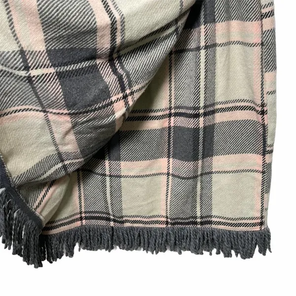 FOR CYNTHIA Skirt Wool Blend Faux Wrap Fringe Plaid Business Casual Office Large - Image 9