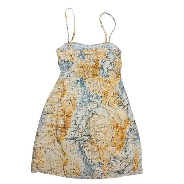 Urban Outfitters Map Print Mini Dress Y2K Spaghetti Strap Bodycon XS - Image 5