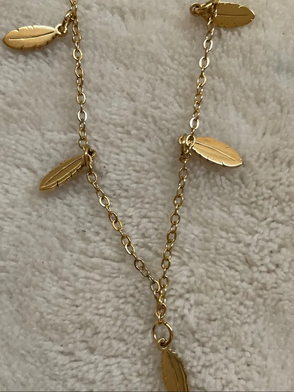 Gold Leaf Charm Long Necklace - Women's Jewelry - Image 3