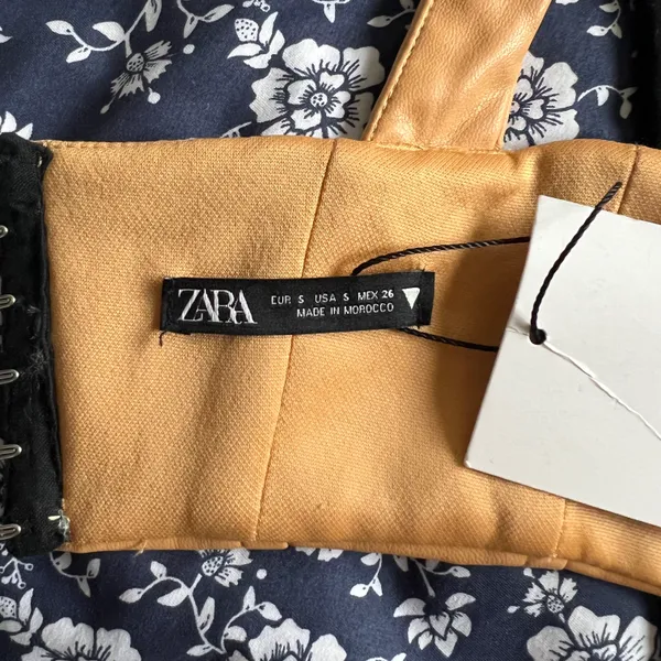 ZARA Tan Faux Leather V Neck Cropped Corset Top - Image 14
