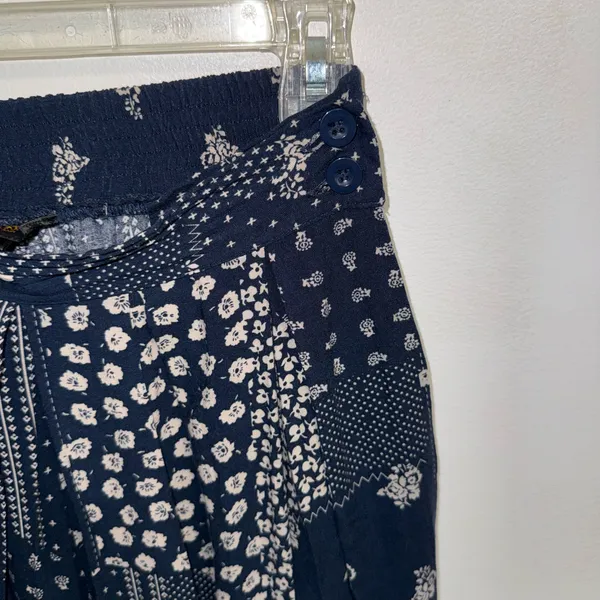 PRE-OWNED Pop England Blue Patchwork Culottes Wide Leg w/ Pockets Pants 1 - Image 10