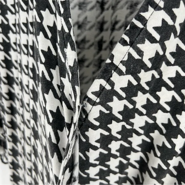 Passion Lilie Houndstooth Cotton Black White Ruffle Hem Mini Wrap Dress Size XL‎ - Image 8