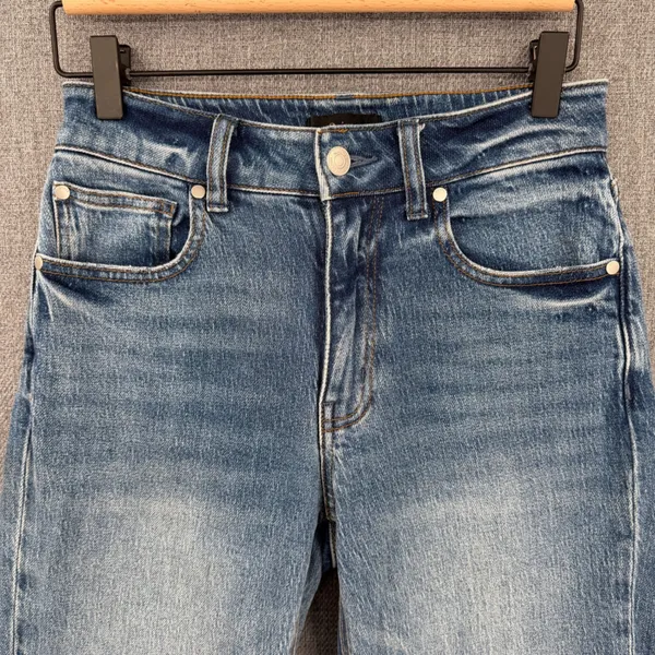 Quince Comfort Stretch High Rise Cropped Wide Leg Denim Jeans Atlantic Blue 25 - Image 3