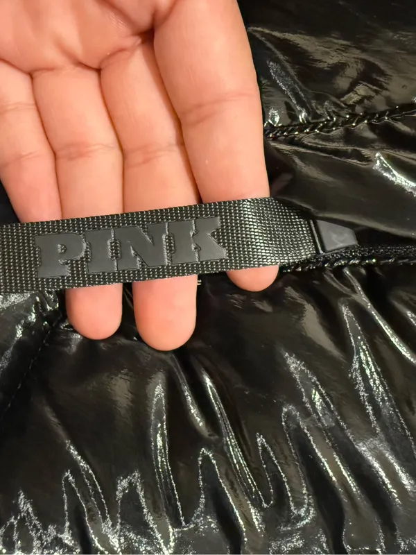 PINK Victoria's Secret Black Shiny Quilted Puffer Vest - Image 7