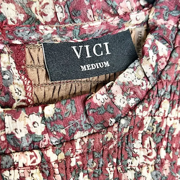 VICI Smocked Floral Chiffon Dress Multicolor Size Medium - Image 6