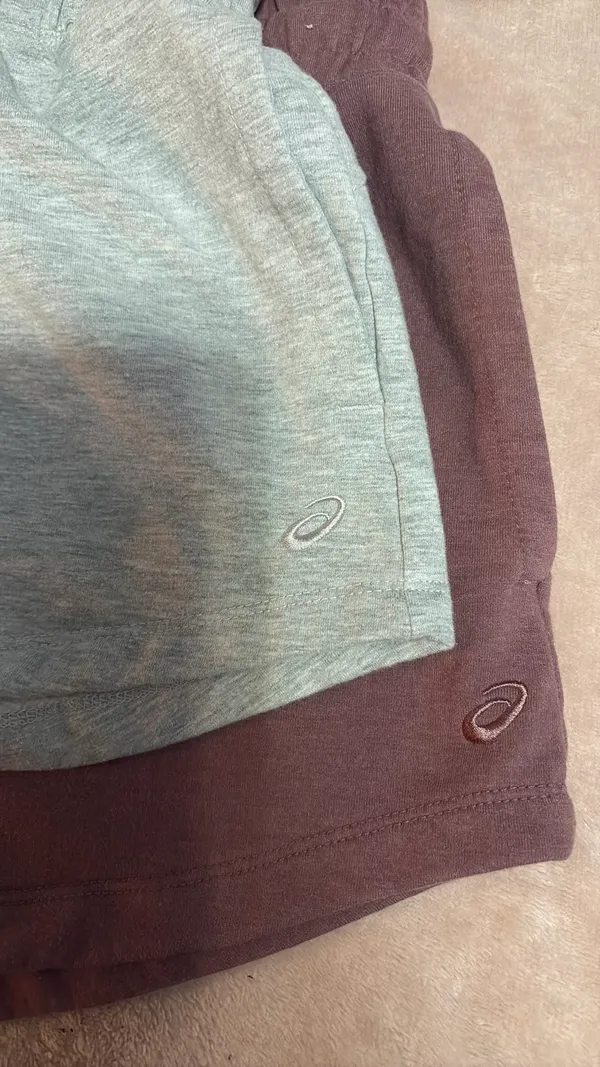 Asics Plum and Grey sweatshorts - Image 2