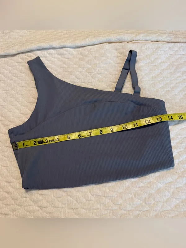 Avia Ribbed Asymmetrical Athletic Workout Top Sports Bra Size Medium Yoga Gray - Image 8