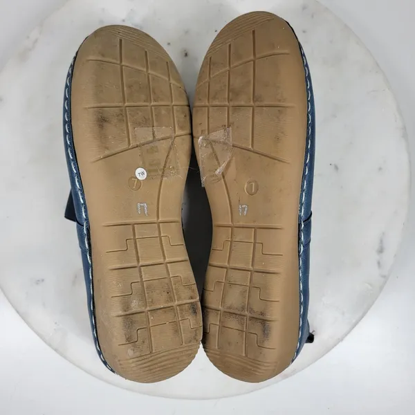 GC‎ Lira Leather Mary Janes Womens 7 Metallic Blue Closed Toe Shoes - Image 4