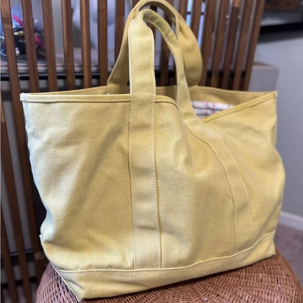 VTG L. L. Bean Boat & Tote Golden Butter Yellow Heavy Duty Canvas XL - HTF - Image 7