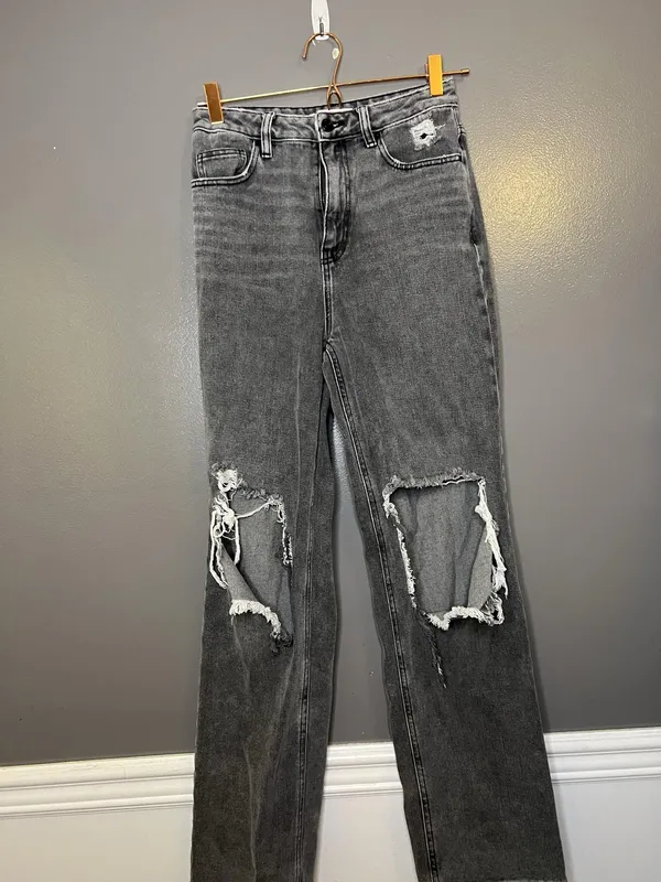 PacSun 90s Boyfriend Jeans Womens 27 Charcoal Gray High Rise Distressed Denim - Image 2