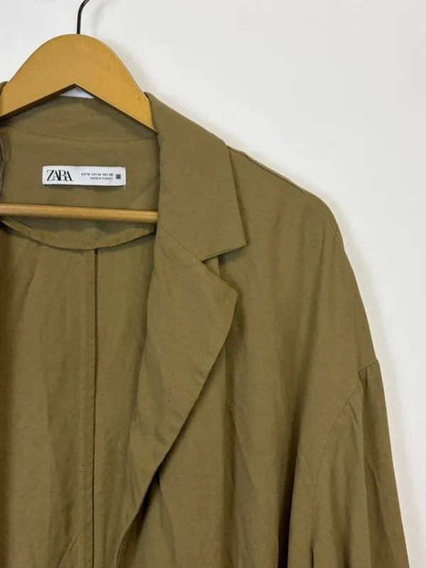 Zara Green Oversized Open Front Jacket - Image 2