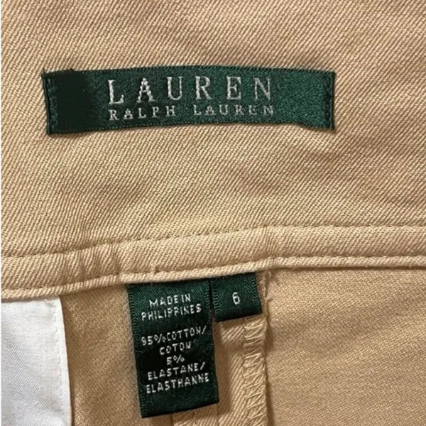 Vintage Lauren Ralph Lauren Khaki Pencil Skirt 6 Double Buckle - Image 3