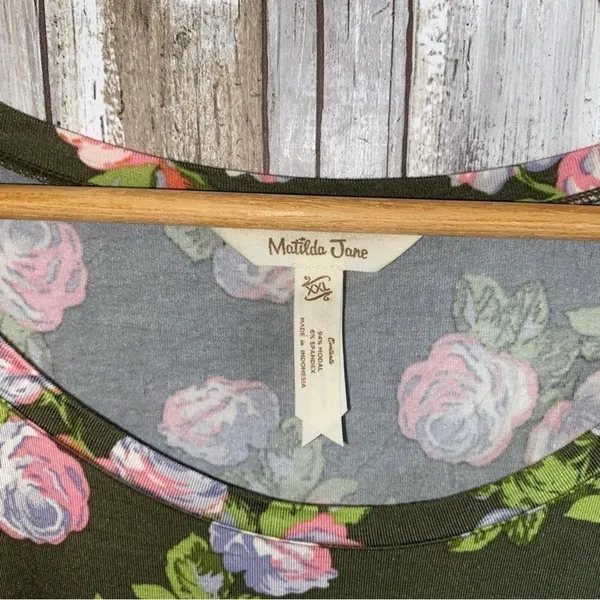 Matilda Jane Let’s Go Together Olive Floral Blouse •XXL - Image 5