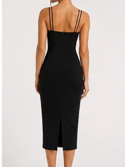 Express Double Strap Square‎ Neck Sheath Midi Dress Black Size S NWT - Image 4