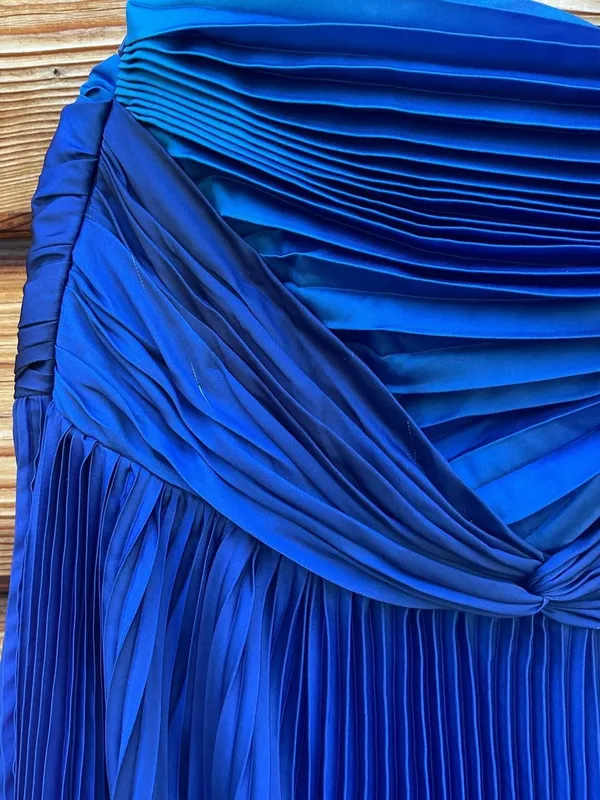 MAC DUGGAL 49903 Blue Ombre Pleated Charmeuse One-Shoulder Gown Dress 4 Flaws - Image 13