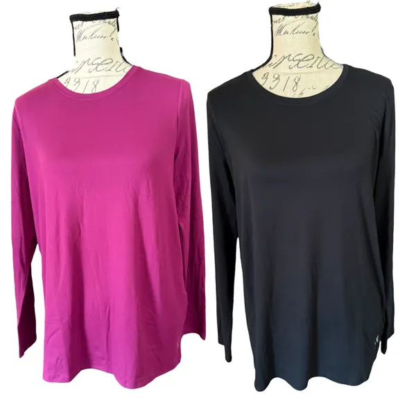 Skechers Go Walk Long Sleeve Activewear Shirts Magenta Black Set Size Medium - Image 2