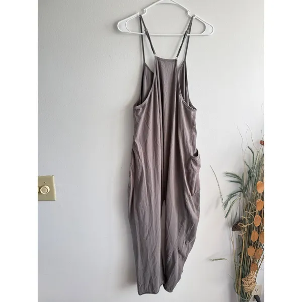 Fashion Gray Slouchy‎ Harem Jumpsuit Womens Small Cotton Spandex CQ-941M Pocket - Image 2