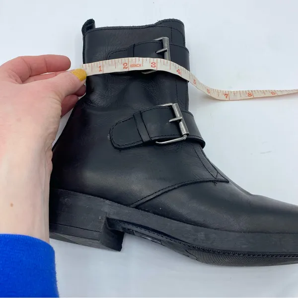Emanuele Crasto Double Buckle Leather Moto Black Boots Size US‎ 7 EUR 37 - Image 6
