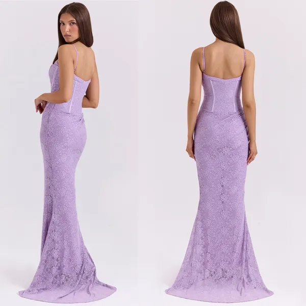 House of CB Antonina Orchid Lace Corset Maxi Dress Purple Size M Regular Cup A-C - Image 4
