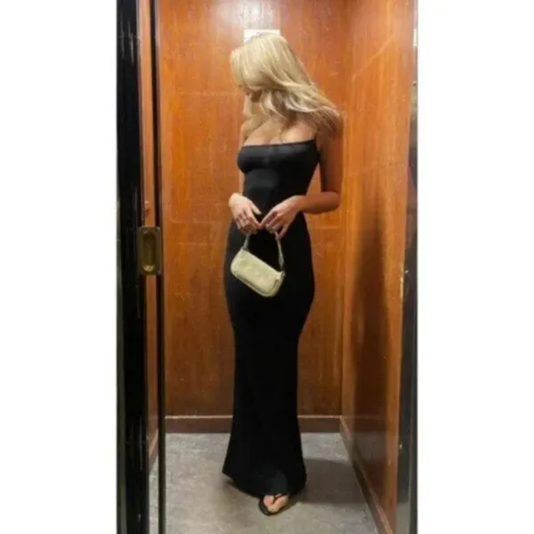 SKIMS Ribbed Long Slipdress in Onyx Black Size Medium - Image 13